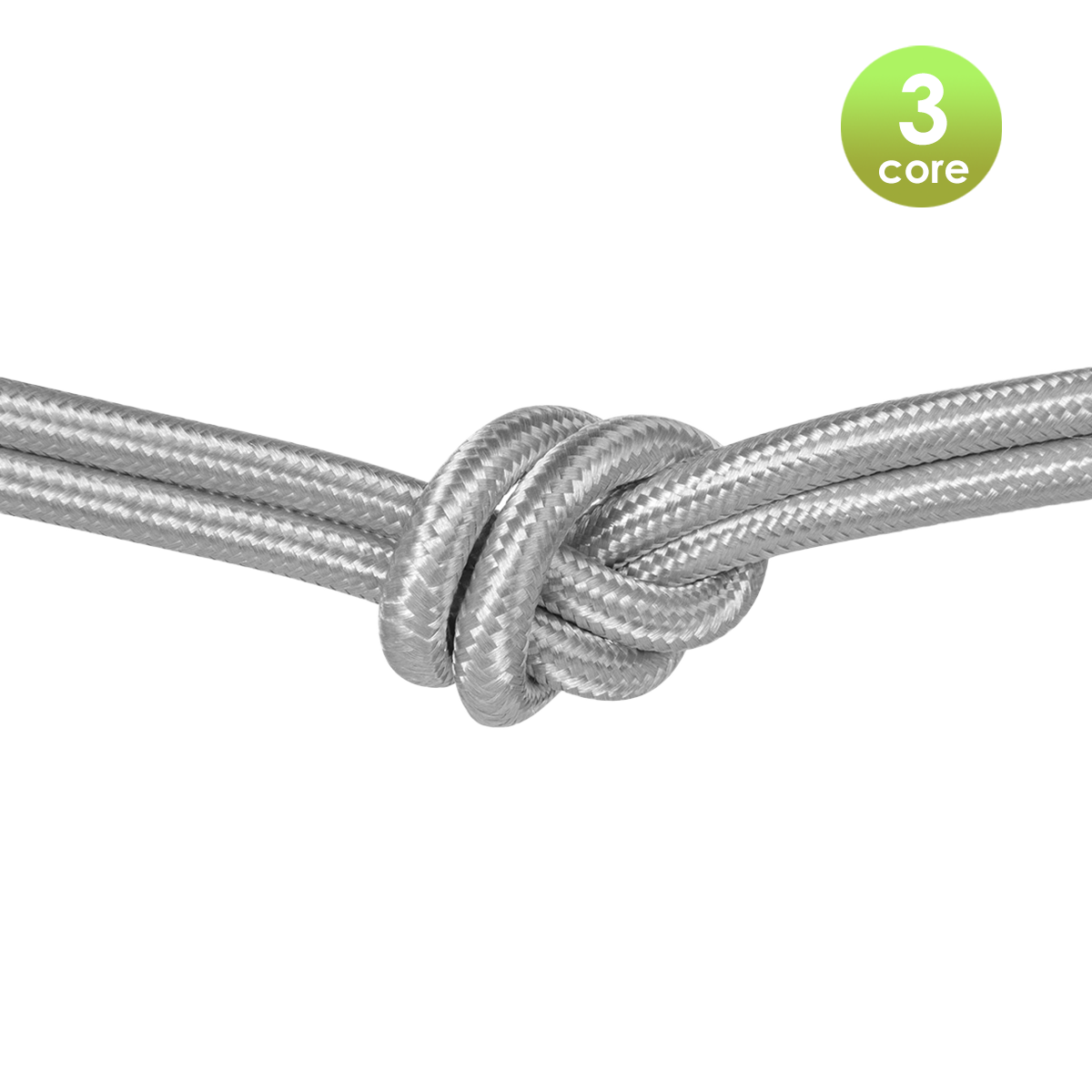 Tangla lighting - TLCB01015SV - 3c - Fabric cable 3 core - in glossy light grey